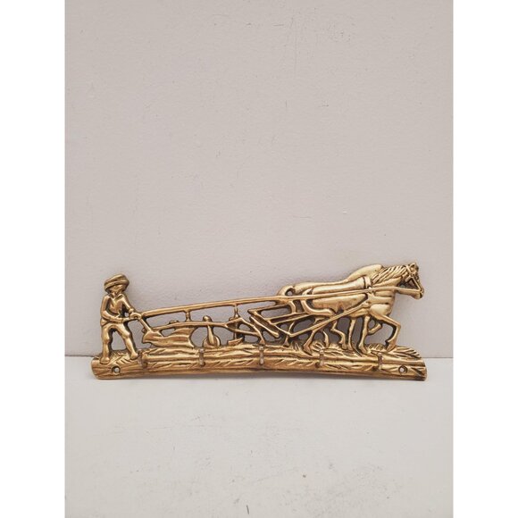 Vintage Brass Wall Key Holder Rack with five (5) Hooks | Mid Century Modern | - Picture 3 of 10